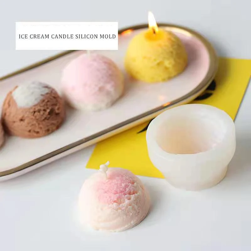

**Ice Cream Ball Shaped Candle Making Silicone Soap Mold Cake DIY Mold