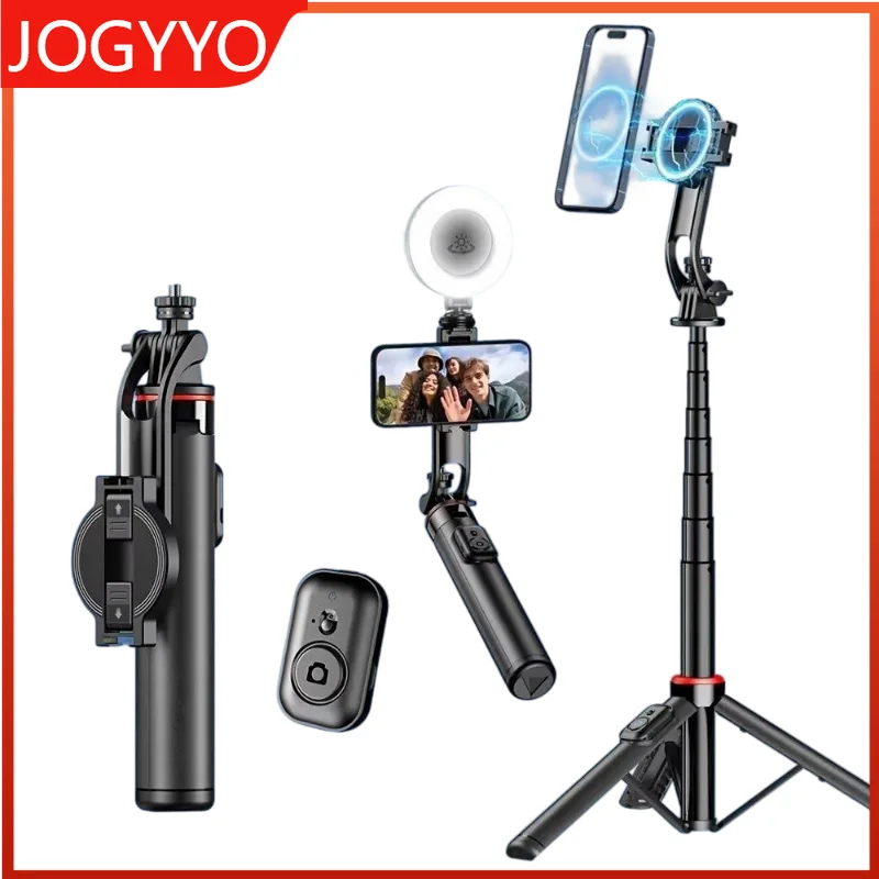 

Magnetic Selfie Stick Tripod for iPhone 12-16 Pro Max, 51" Travel Tripod Stand with Magsafe, Phone Clamp for Android Smartphone