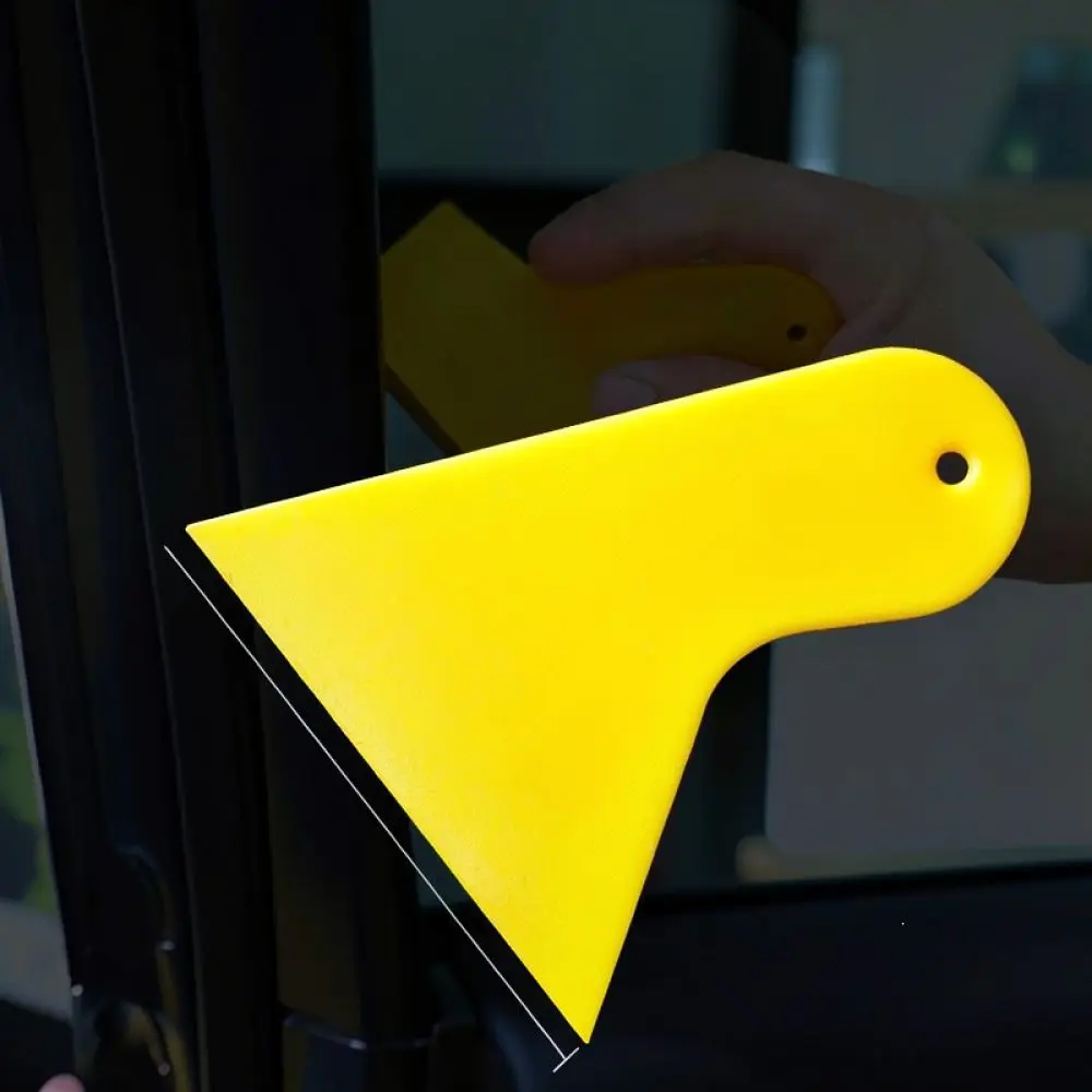 Professional Triangle Scraper For Car Vinyl Wrap Tool Adhesive Sticker Remover Yellow Plastic Cleaning Blade Gadget - view 3