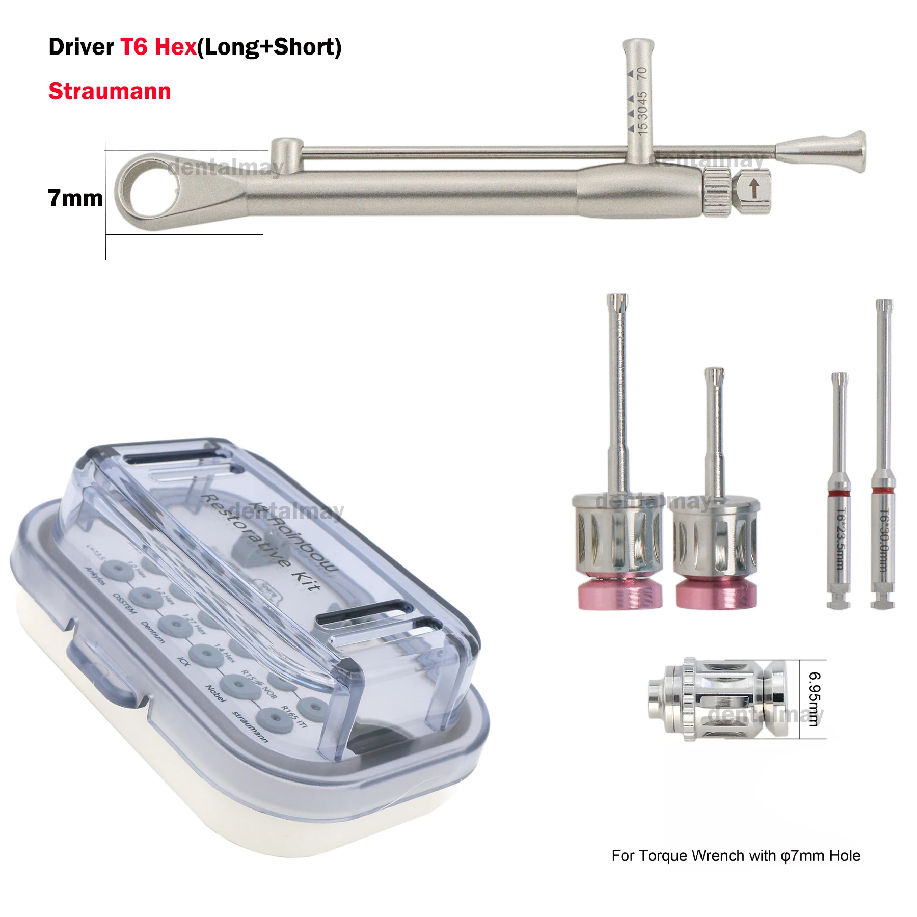 

Implant Abutment Driver Hex T6 Long ＆ Short 7mm Torque Wrench Sterilizing Box Fits Straumann