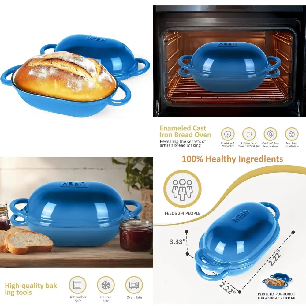 

Чугунная голландская печь для хлеба — горшок премиум-класса с крышкой — идеально подходит для выпечки, рукоделия, рецептов для хлеба без замешивания — 2-литровые Ca