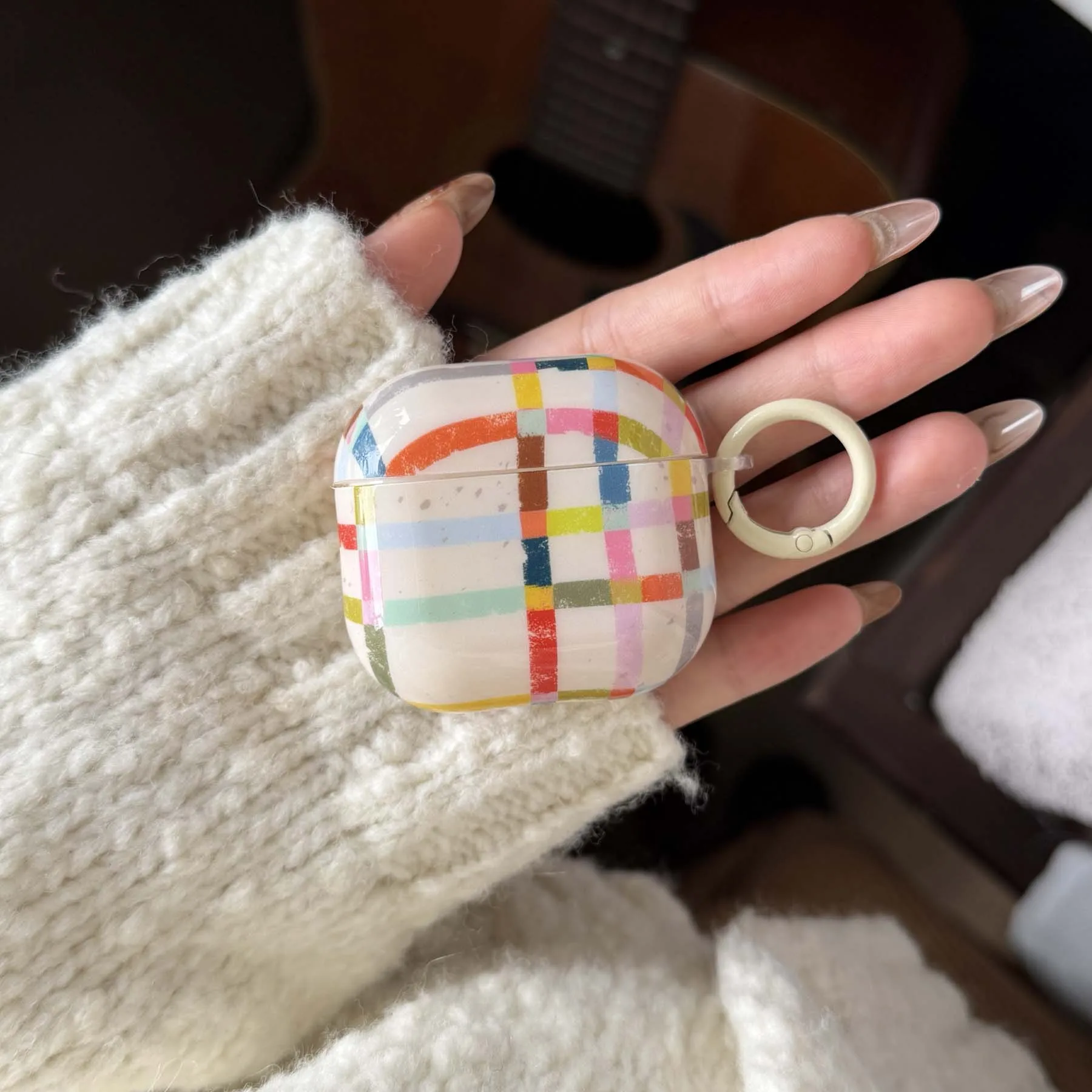 حافظة سماعة أذن عالية الجودة بتصميم شبكي ملون بألوان قوس قزح لهاتف أبل إيربودز برو 3 2nd 2 1 4 صندوق شحن بلوتوث لاسلكي