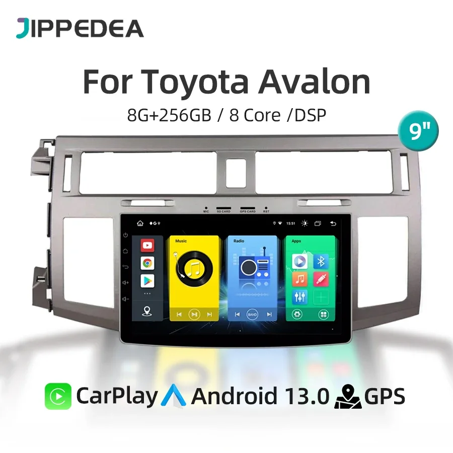 CarPlay Android 13.0 Car Multimedia Player GPS Navigation 4G WiFi Bluetooth DSP RDS Stereo Car Radio For Toyota Avalon 2008-2010