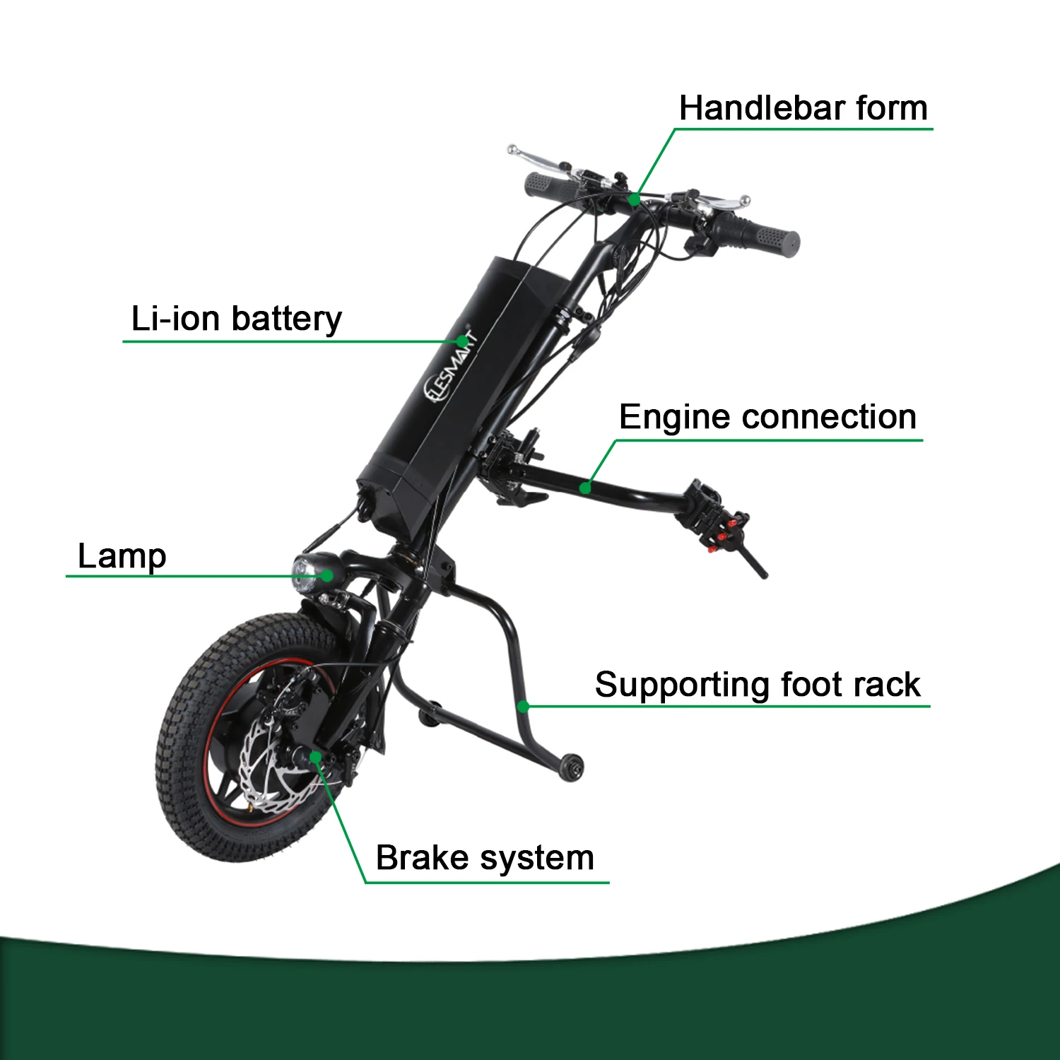 Greenpedel 36V 350W Elektrische Rolstoeltractor Hoge Kwaliteit Elektrische Rolstoel Kit