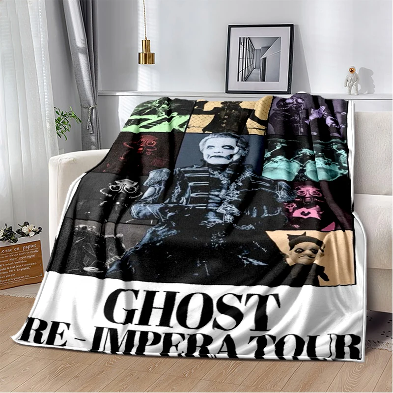 Customize 2025 New Style Ghost B.C Band Papa Emeritus Rock Dark Soft Plush Blanket,Flannel Throw Blanket for Living Room Bedroom