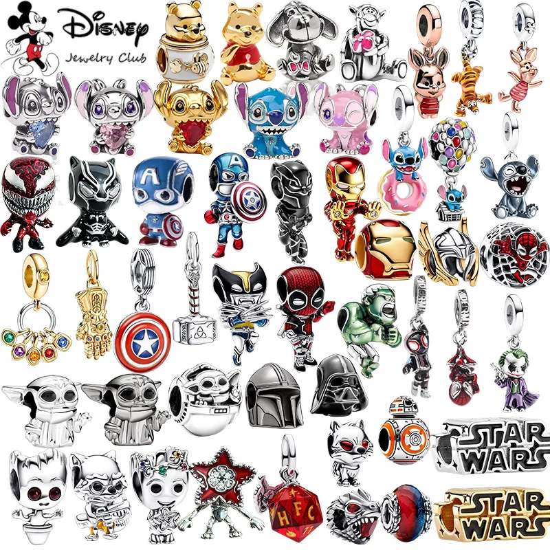 New Hot Toys Disney Marvel Star Wars Stitch Charm Beads Pendant Fit Original Bracelet Necklace Beads For Diy Jewelry Women Gift