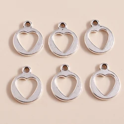 Leslie 50pcs 12x15mm Simple Hollow Love Heart Charms for Bracelet Necklace Earrings Pendants DIY Jewelry Making Findings