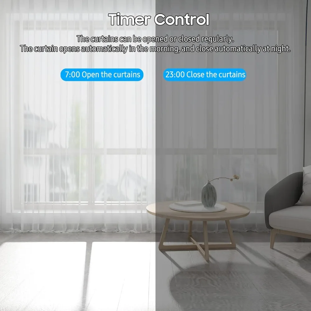 Controlador de cortinas eléctrico inteligente, abridor de varillas con Control de voz, temporizador, Sensor de luz, 2 piezas