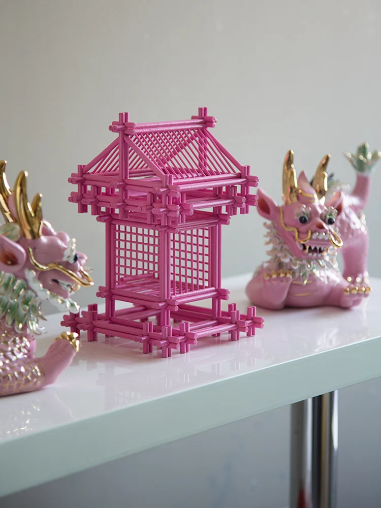 منزل مجوف من الخشب الوردي لسان العلية ونقران فن معمار الدوبامين على الطراز الوطني للزينة