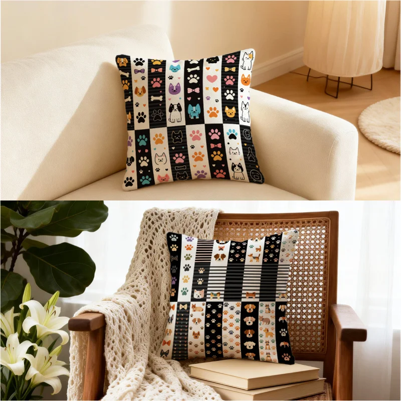 Coussin décoratif *Euphoria* Saison 3 "Woof Woof" 45x45 cm : Décoration moderne et moelleuse pour la maison, adapté aux chambres et au salon