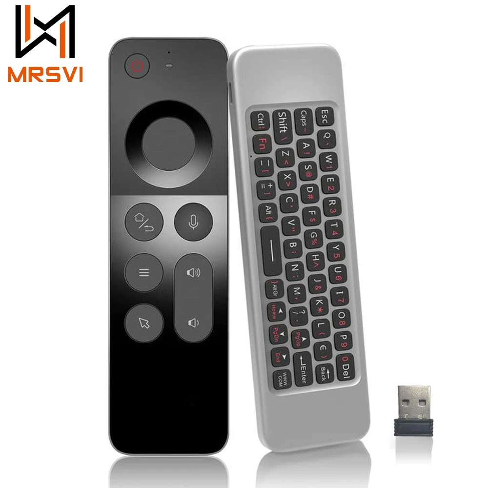 MRSVI W3 Voice Air Mouse Remote Control 2.4G Angielski Arabski Mini Bezprzewodowa Klawiatura Ręczna do Android TV BOX/Windows/PC