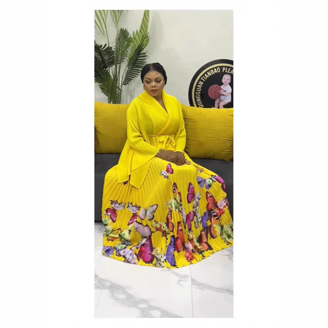 Solid Colour V-neck Long-sleeved Top High-waisted Pleated Bustier Skirt Two-piece Miyake 2025 Summer New Fashion Women's Suit