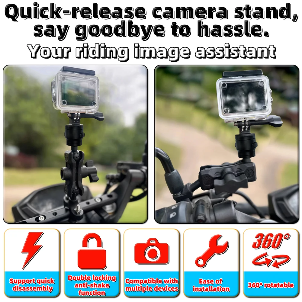 

Motorcycle cellphone mount For GoPro 13 12 11 10 For Insta 360 X5 X4 For DJI OSMO 360 Action 6 5 4 For Honda Yamaha accessories