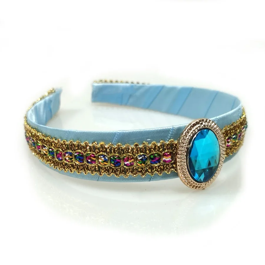 غطاء رأس نسائي من ديزني علاء الدين ياسمين برينسيس لطيف من الدانتيل الأزرق البسيط