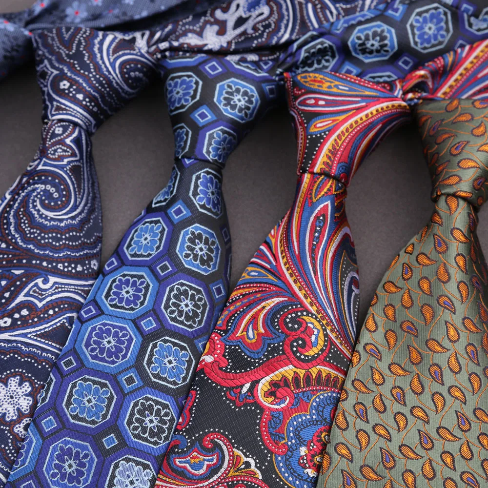 Herren-Krawatte, Festival, modisch, Blumen-Krawatte, Orange, Dunkelblau, Gravata für Herren, schmal, Paisley-Blumenmuster, Hochzeit, Corbatas-Ausschnitt