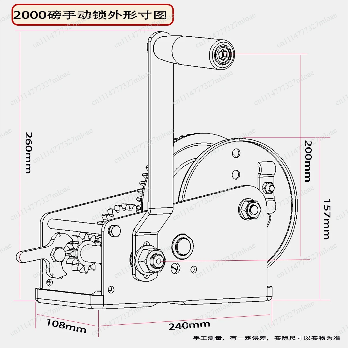 Lifting hoist cable hanger tool 800LBS stainless steel self-locking manual crank winch heavy duty
