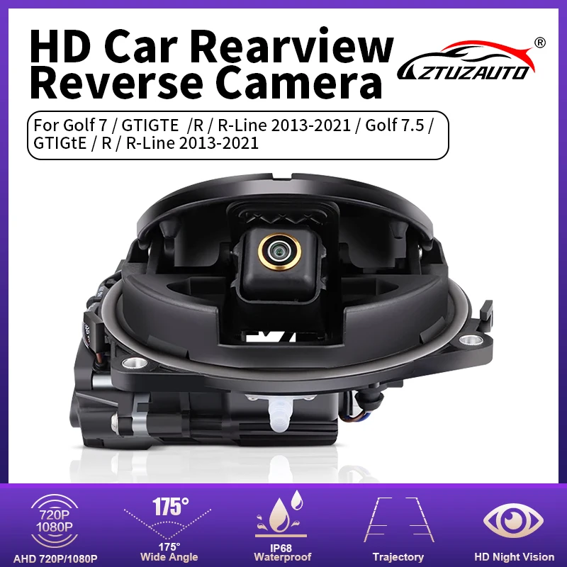 

170 ° Автомобильная резервная камера заднего вида с откидной эмблемой AHD 1080P для VW Golf 7/GTIGTE/R/R-Line/Golf 7.5/GTIGtE/R/R-Line 2013-2021