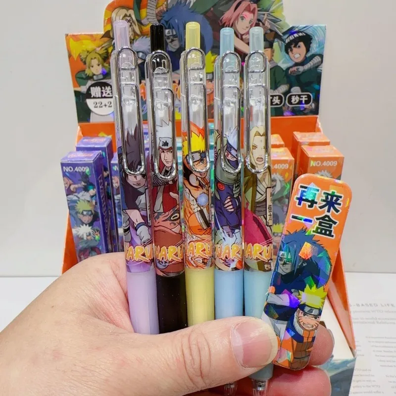 Naruto New Press Pen for School Students, Quick Drying Neutral Pen 0.5mm Anime Vortex Naruto Sasuke Kakashi Sakura Surprise Gift