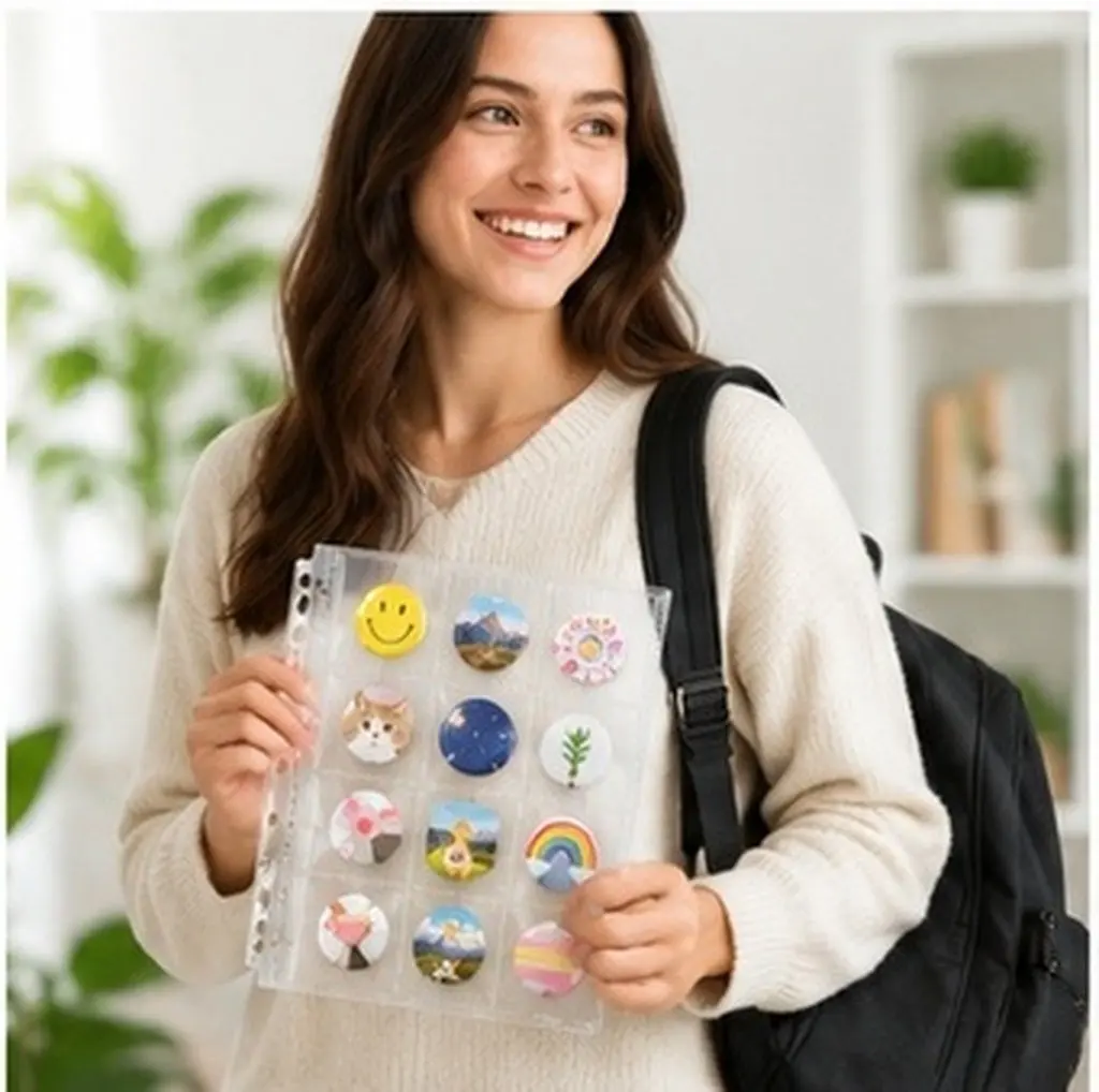 10Pcs Badge Storage Sleeves Clear Plastic Badge Display Pages for Stamp Collection Album Card Album Pages Strong PP Material