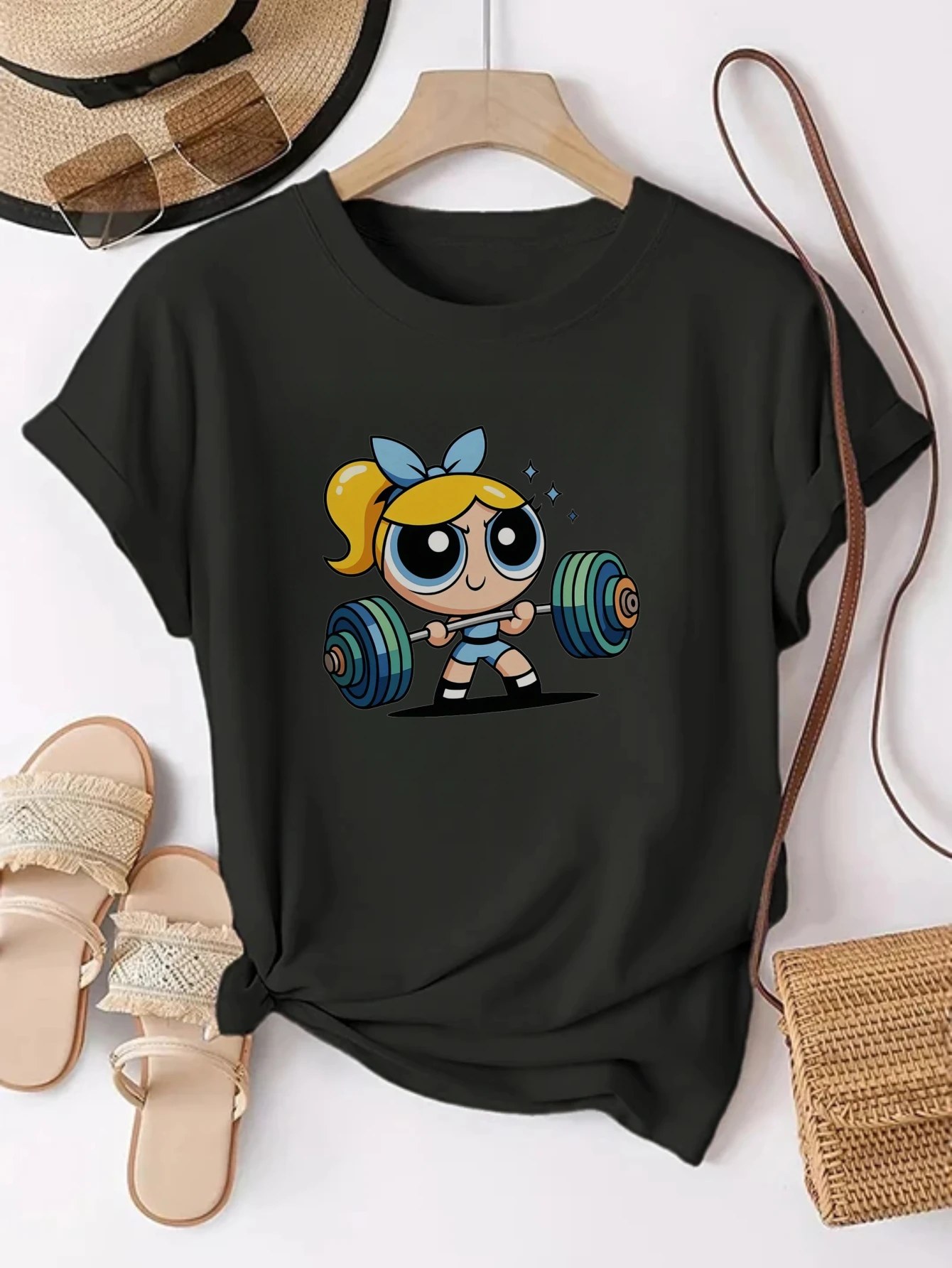 Women's Workout T-Shirt - Stretchy Gym & Casual Top with Weightlifting Graphic Harajuku Short Sleeve Casual  Aesthetic Clothes