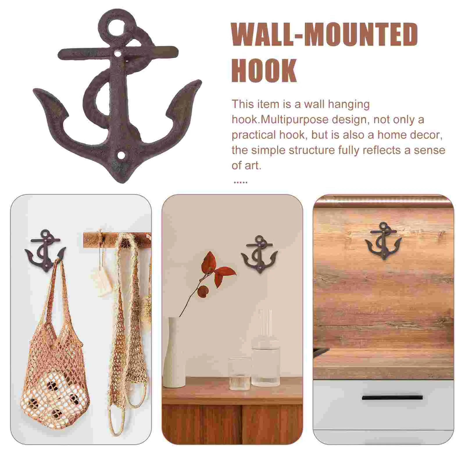 Homedecor Wall Hooks Heavy Duty Rustic Cast Iron Coat Hanger Kitchen Creative Key Anchor for