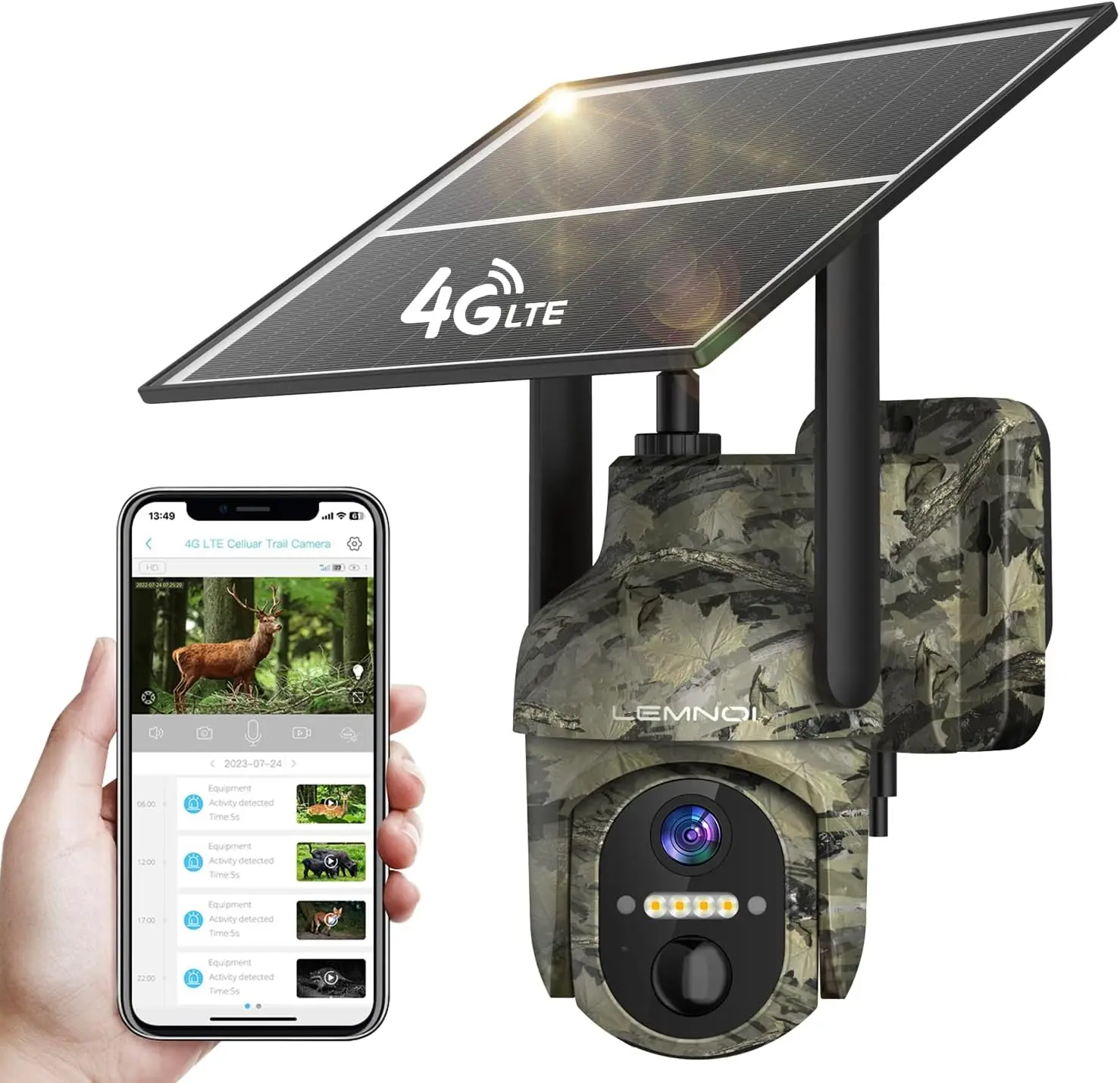 Cámara de Vigilancia 4G Exterior Solar con Tarjeta SIM Preinstalada sin WiFi, Cámara 4G con Visión Nocturna 2K, Detección de