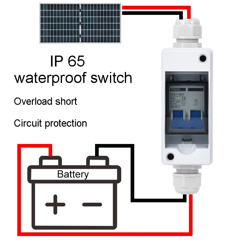 TAIXI Solar Afbryderkontakt Isolator 40A DC500V PV Combiner Box - Image 2
