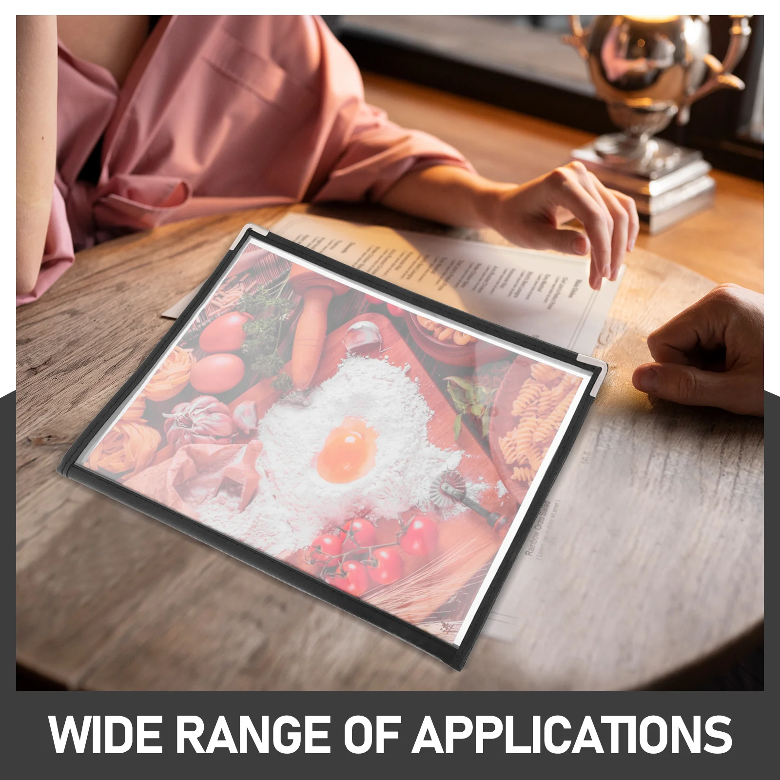 Porta Menu a 3 Pagine e 6 Lati in PVC Trasparente, Libro Menu per Ristoranti, Caffè, Bar, Lista Vini, Copertina Protettiva Riutilizzabile