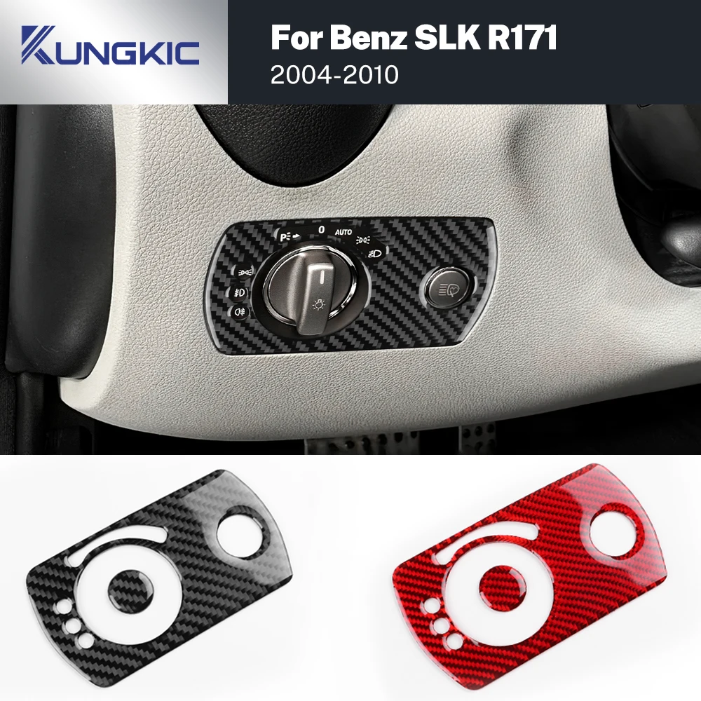 

For Mercedes Benz SLK R171 2004 2005 2006 2007 2008 2009 2010 Car Headlight Switch Frame Real Soft Carbon Fiber Trim Sticker