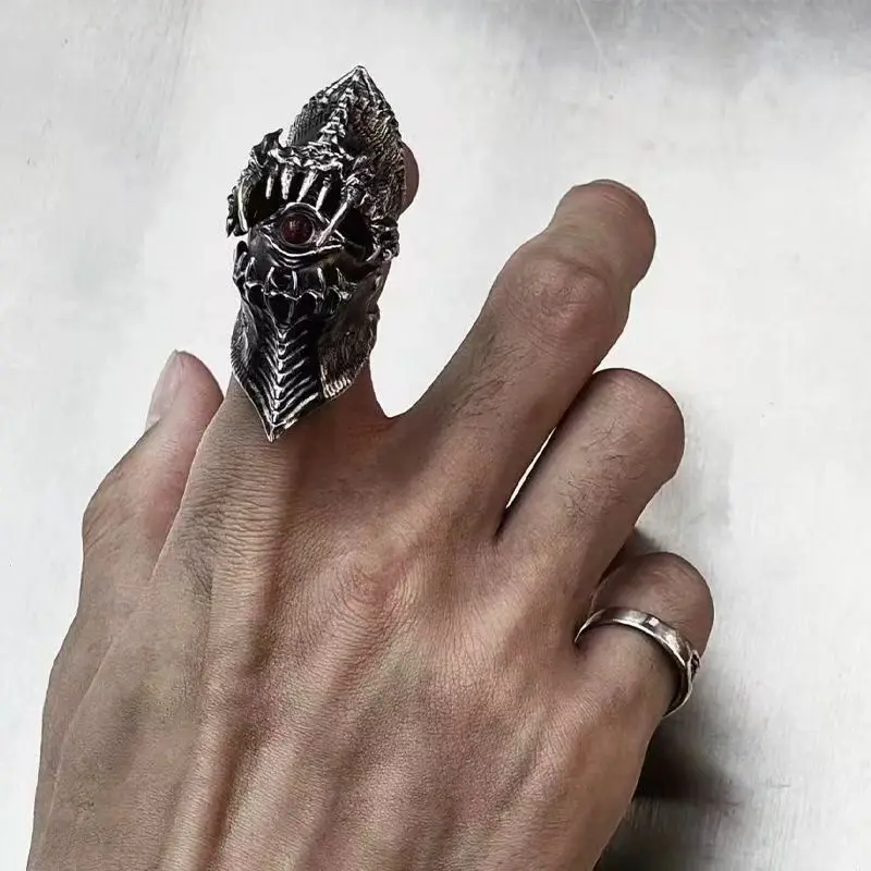 Vintage Teufelsauge-Ring mit Beweglichem Indexfinger, Punk-Statement-Ring, Gotischer Partyschmuck – Detail 3