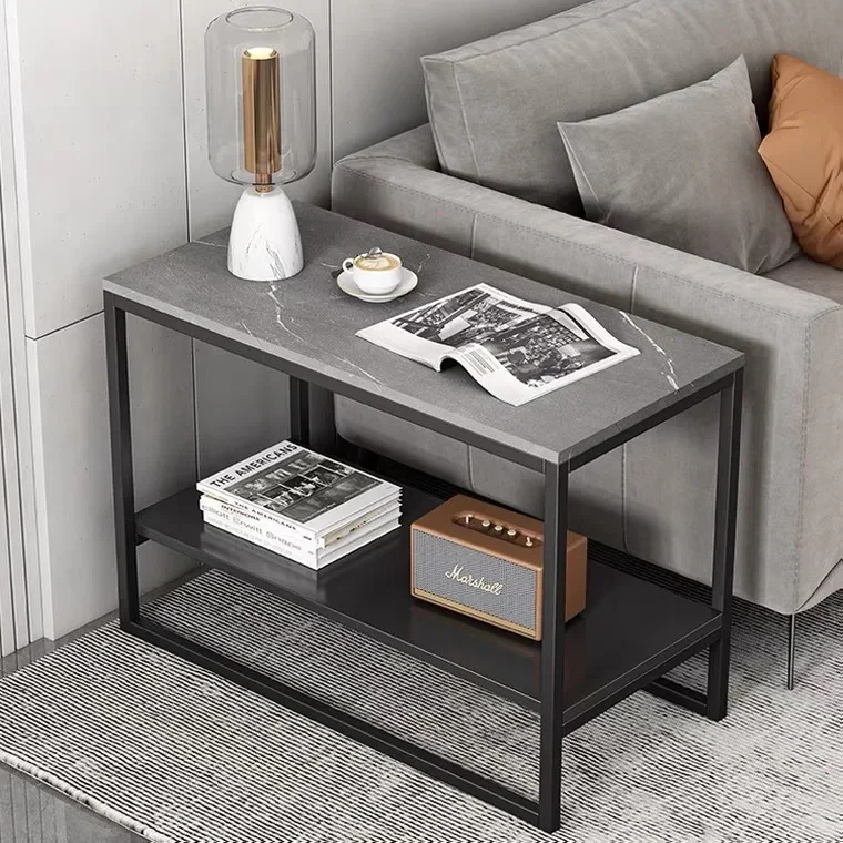 Living Room Furniture Industrial Espresso Dark Wood Metal Frame Black Occasional Table Coffee Table With Shelf Storage