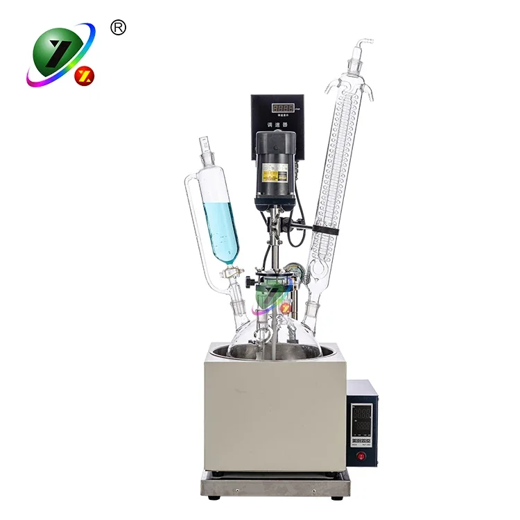 Laboratory distillation reaction kettle 5L single layer glass reactor