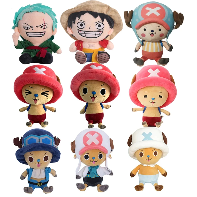 Original One Piece Plush Stuffed Toys Luffy Zoro Chopper Ace Law Cartoon Anime Figures Doll Kids Birthday Gift Kawaii Xmas Decor