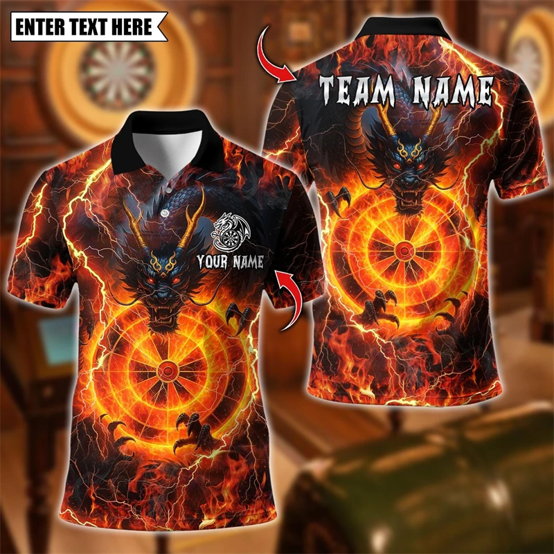Camisetas Polo con Gráfico de Dragón 2026 para Hombre, Personalizables con Nombre y Nombre del Equipo, Uniformes Deportivos Transpirables