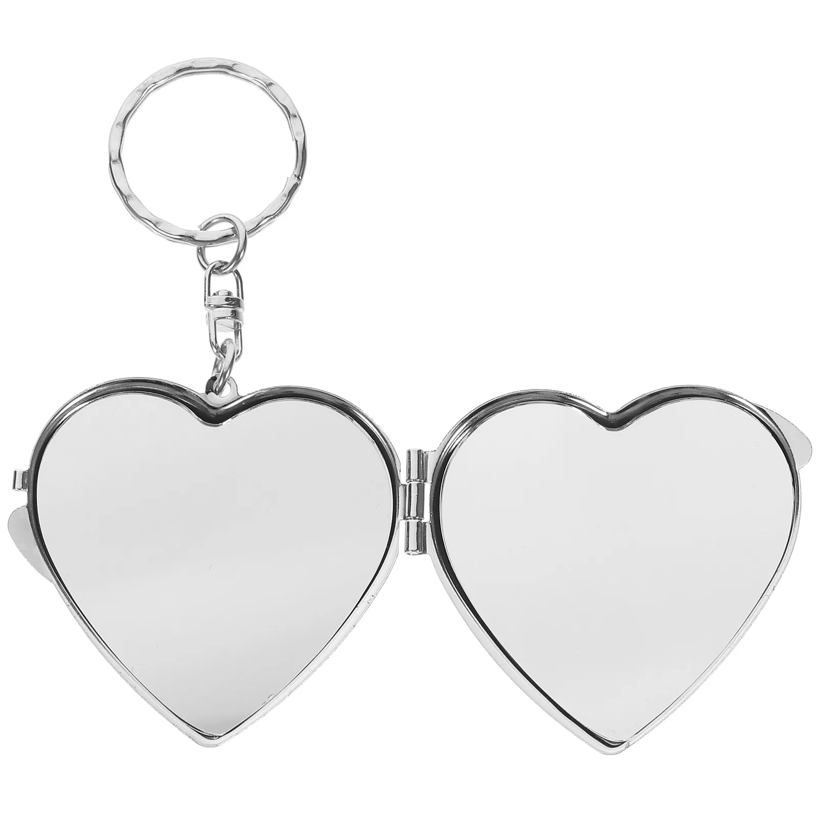 

Heart Shaped Mirror Vanity Mirrors Hand Cute Small Silver Portable Makeup