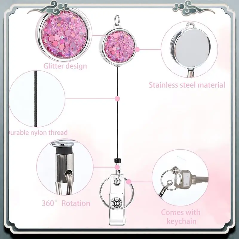 Premium 3 Pack Women Lanyards For Id Badges With 6 Pcs Id Badge Holder For Women Cruise Lanyards Stainless Steel Glitter