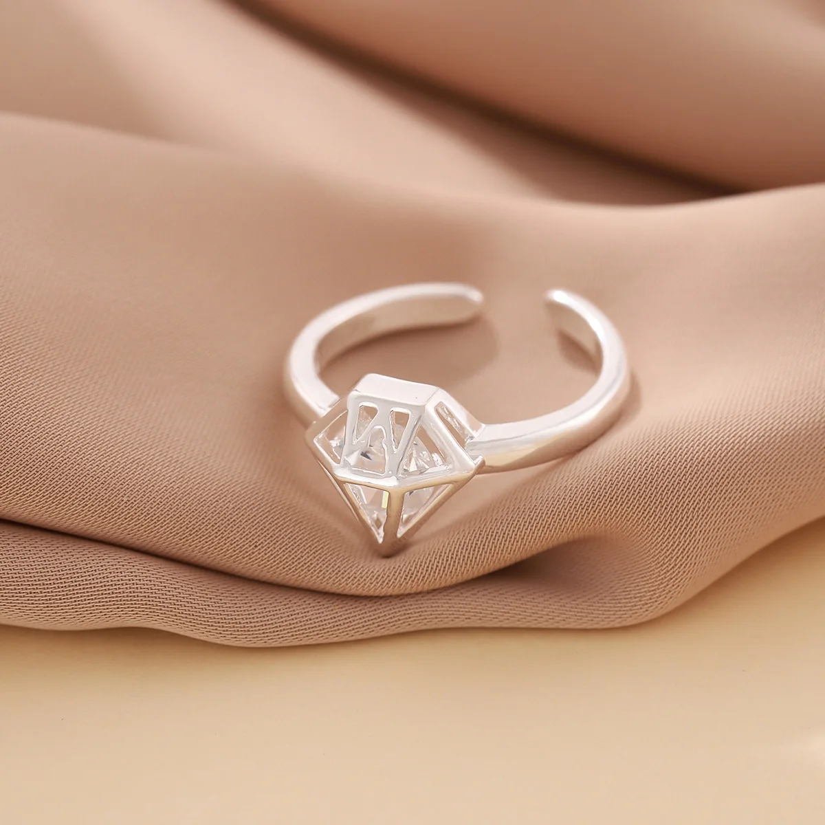 Women's Classic 925 Sterling Silver Crown Crystal Diamond Ring