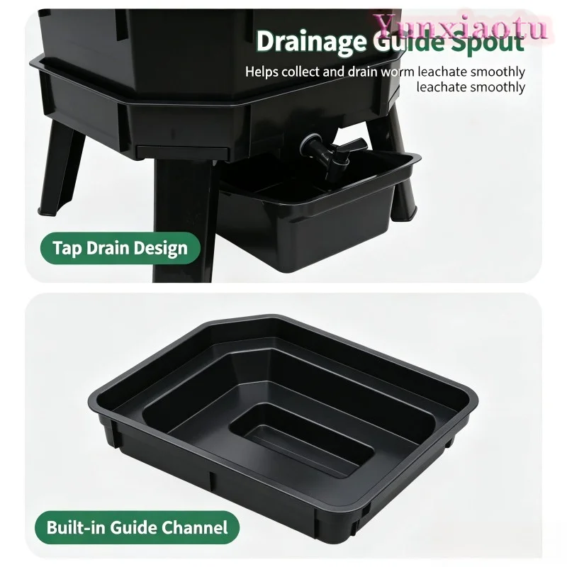 Worm Composter Bin for Kitchen Waste Recycling, Outdoor Large Capacity Vermicomposting Box for Organic Soil & Fertilizer