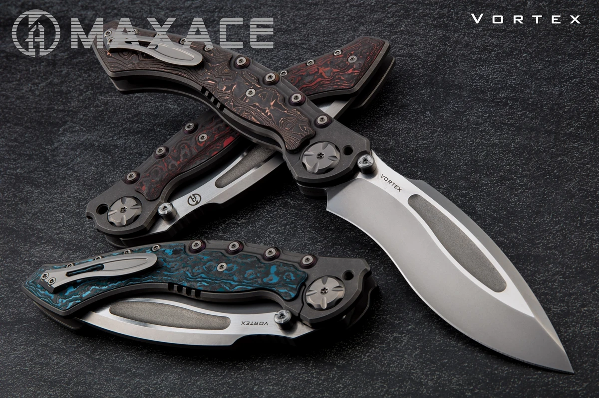 Maxace Kinfe Vortex CF Inlay Titanium Handle cpm-3v Blade Folding Kinfe Hunting Knife Domestic Defensive Knife Outdoor EDC