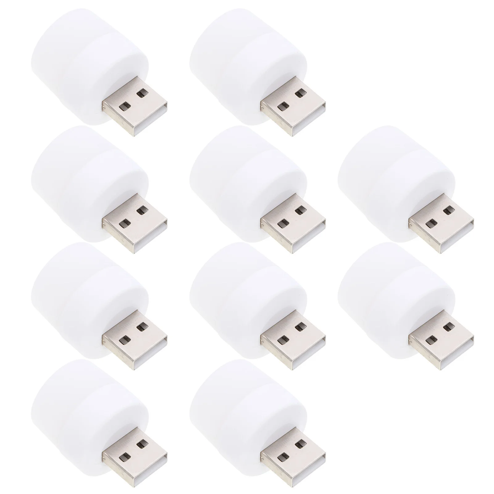 

10pcs Portable Led Night Light Usb Powered Mini Lamp For Bedroom Bathroom Nursery Kitchen Car White Ambient Lighting
