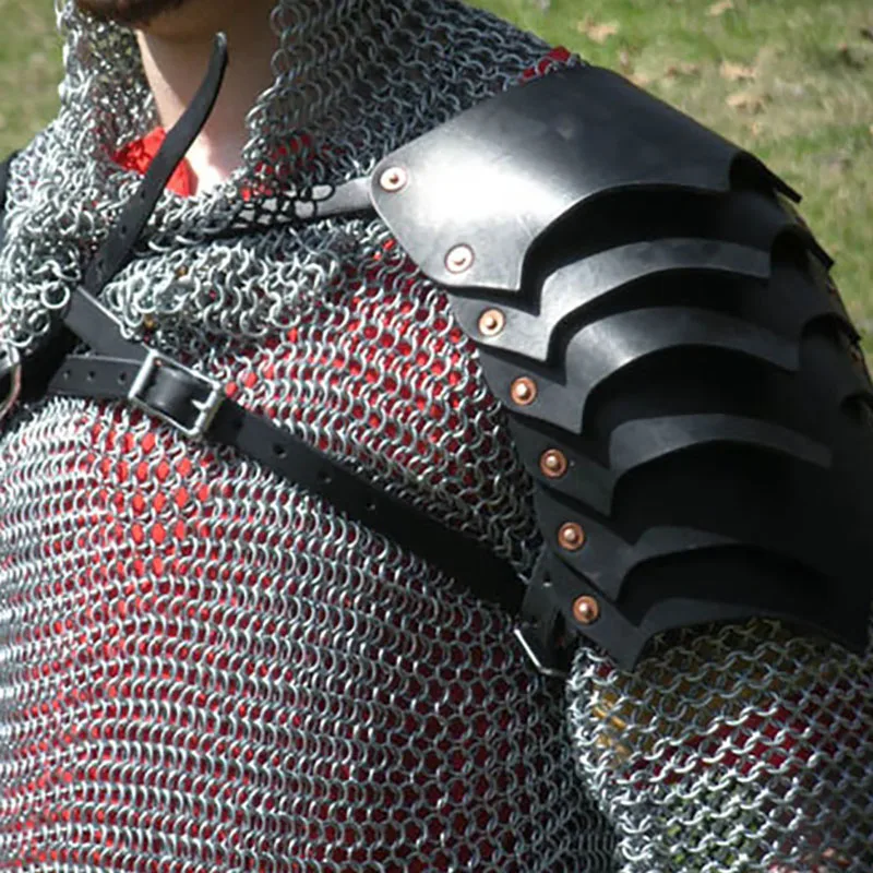 Medieval Viking Knight Shoulder Armor Pirate Gladiator Pauldrons Steampunk Gothic PU Dragon Scale Spaulders Cosplay Costume LARP