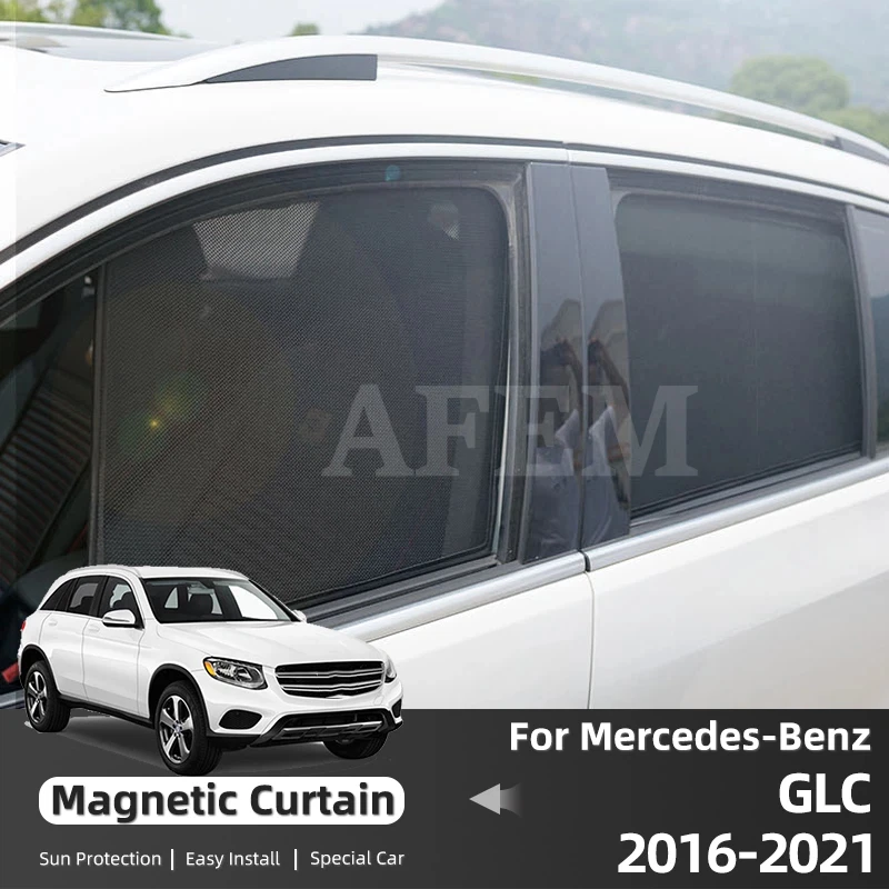 Солнцезащитные шторки на магнитах для Mercedes-Benz GLC X253 2016-2022: на лобовое и заднее стекла, а также на боковые окна