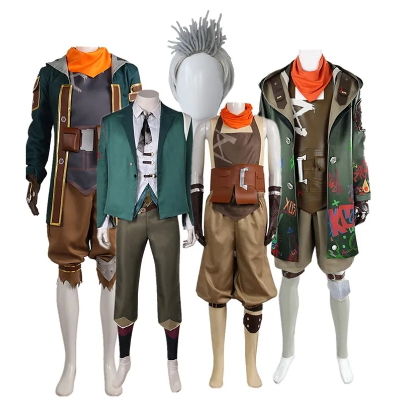 ekko-costume-cosplay-pour-hommes-adultes-arcane-lol-deguisement-uniforme-t-shirt-short-gants-ceinture-tenues-d'halloween-carnaval-ixtrempee