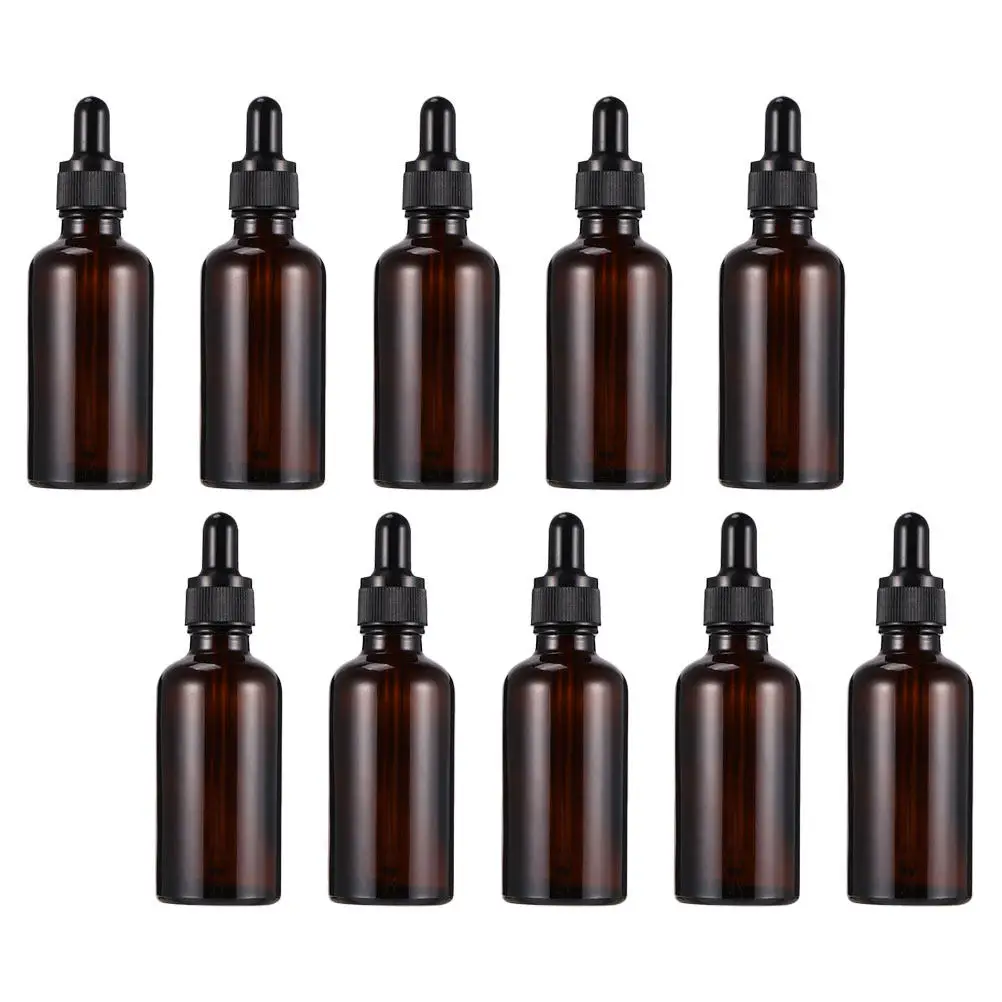 

10Pcs Refillable Dropper Bottles Essential Oil Dark Color Silicone Head Leak Proof Portable Travel Lotion Medicine Storage