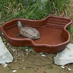 Large Turtle bathtub Reptile Bathing Pool Amphibians Accessories with Ramp Reptile Water Bowl for Tortoise Hamster Scorpion