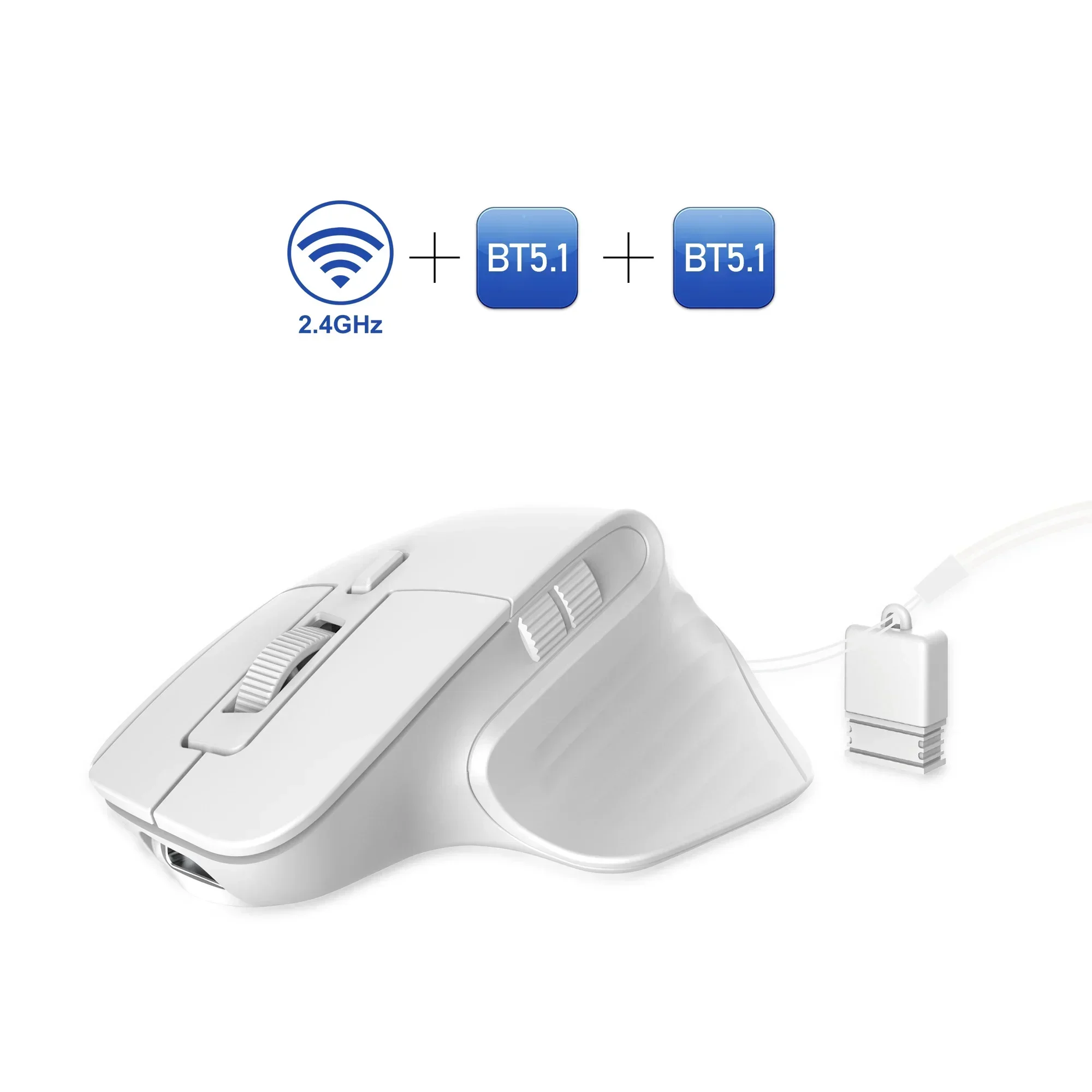 YP T16 Mini ratón de conveniencia de modo dual 2.4G + BT5.1 Ratón inalámbrico portátil 4800dpi ajustable para computadoras portátiles y de escritorio