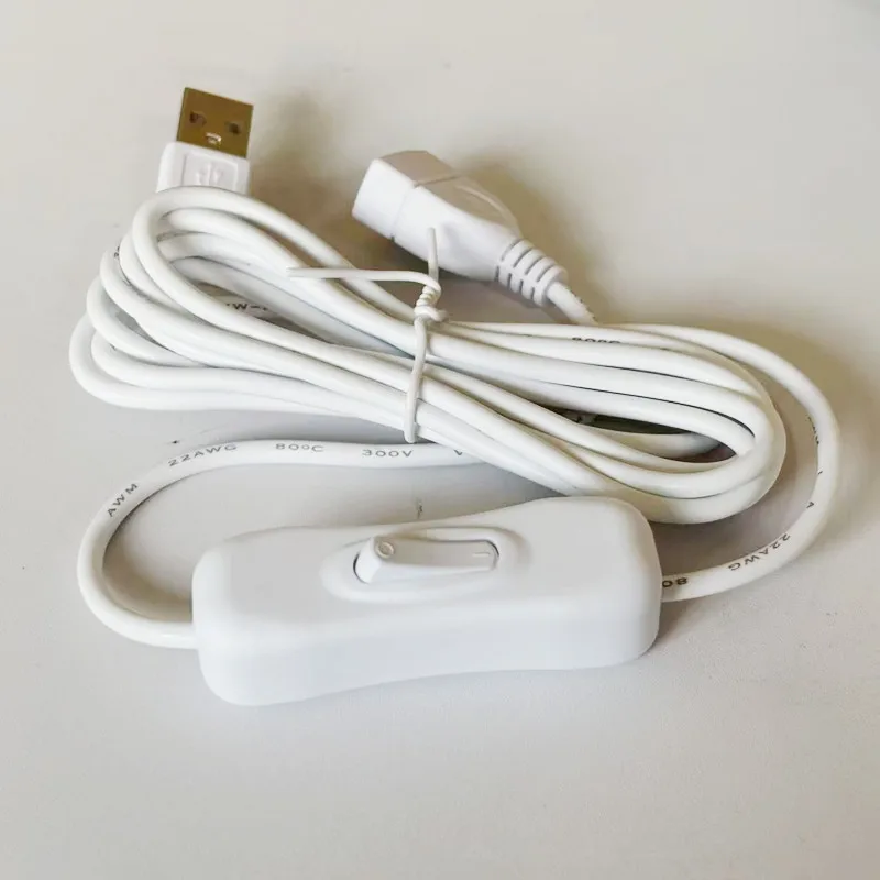 كابل تمديد USB ذكر إلى أنثى بطول 2 متر مع مفتاح تشغيل/إيقاف سلك موسع USB 2.0 لمصباح LED/فلاش USB/مروحة/شرائط LED