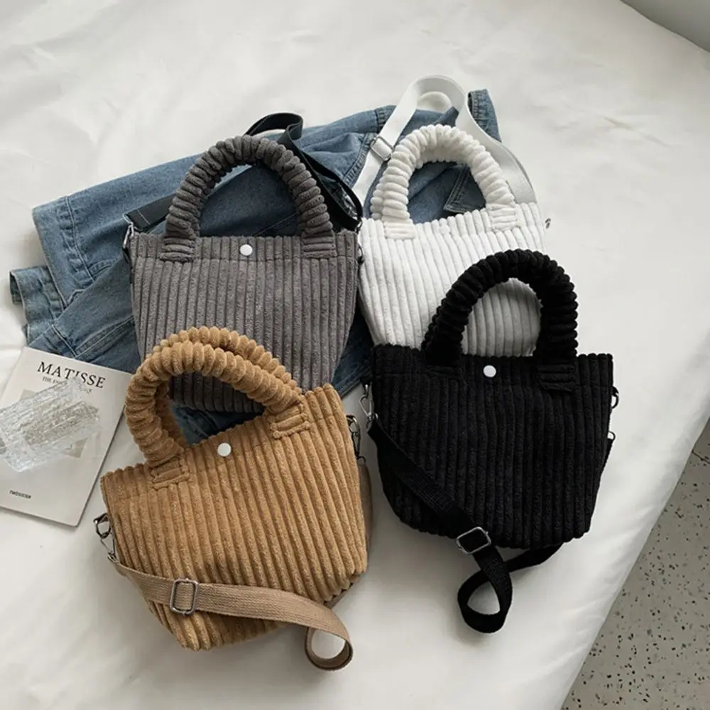 

Shoulder Pouch Gift Solid Color Coin Purse Girls Bucket Bag Phone Pocket Corduroy Handbag Single Shoulder Bag Messenger Bag