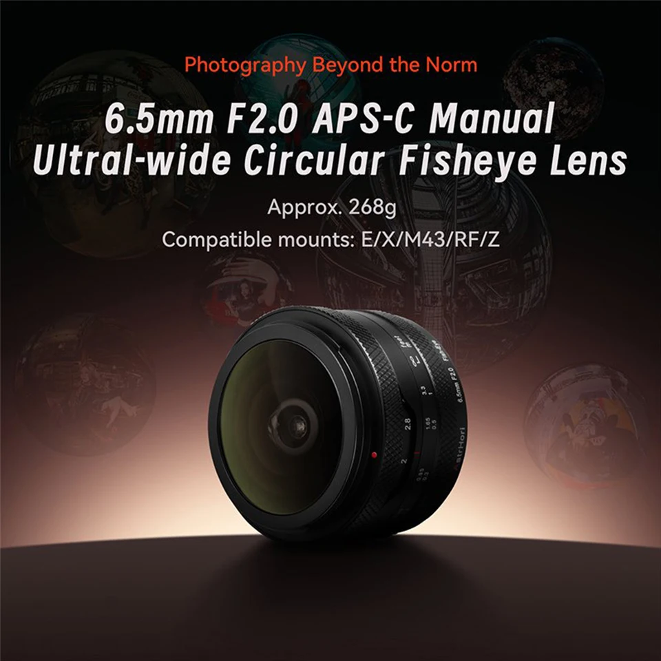 AstrHori 6.5mm F2.0 APS-C Manual 192° Ultral-wide Circular Fisheye Camera Lens for Starrysky Photography with E X M43 RF Z Mount