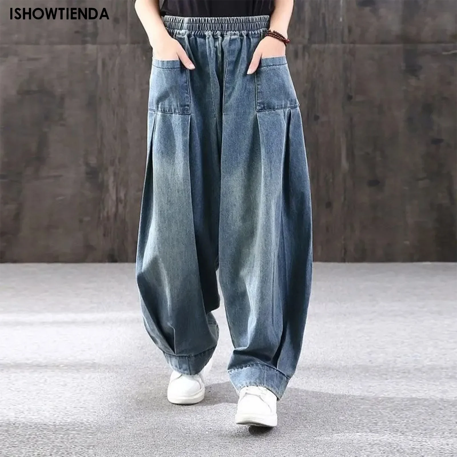 

Pleated Wide Leg Pants Loose Workwear Pants Design Women Pants High Waist New Spring 2024 Solid Color Spliced Pockets Trousers